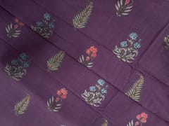 Dark Lilac Floral Cotton Slub Fabric