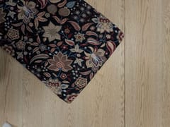 Black Red Floral Cotton Slub Fabric