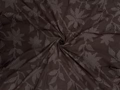 Brown Floral Cotton Slub Fabric