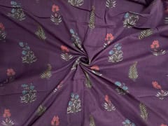 Dark Lilac Floral Cotton Slub Fabric