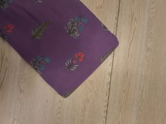 Dark Lilac Floral Cotton Slub Fabric