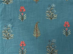Blue Floral Cotton Slub Fabric