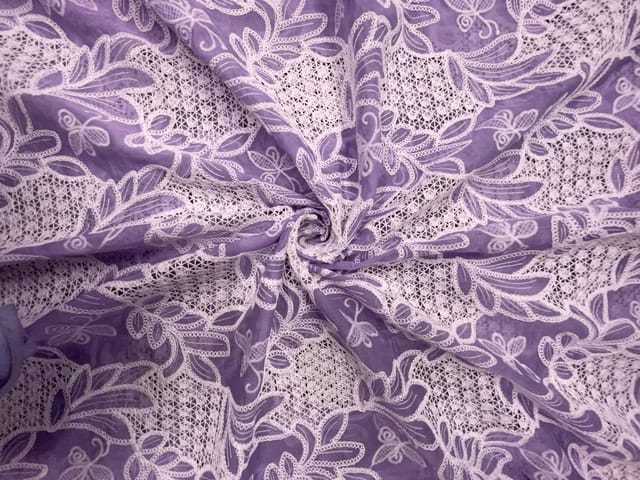 Lavender Floral Tencel Prada Embroidery Fabric