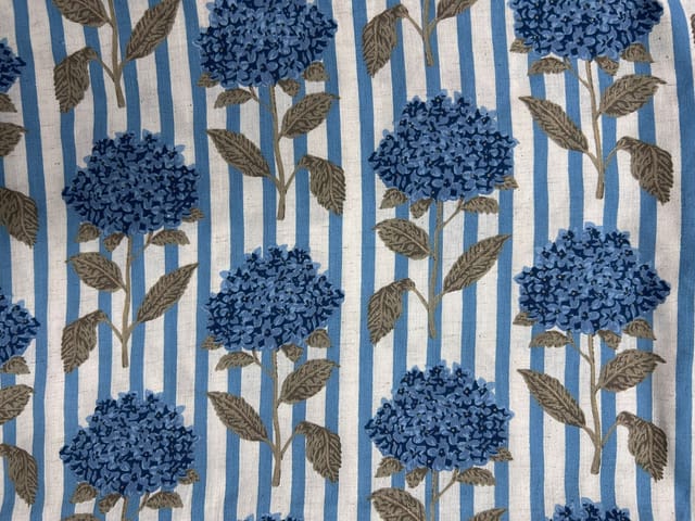 White Blue Floral Cotton Ed Fabric Fabric
