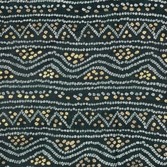 Bottle Green Colour Linen Slub Foil Printed Fabric