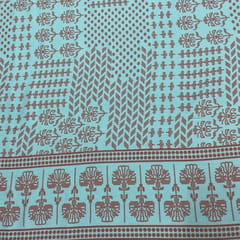 Sea Blue Colour Rayon Printed Fabric