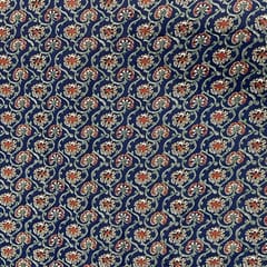 Navy Blue Colour Cotton Cambric Printed Fabric