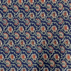 Navy Blue Colour Cotton Cambric Printed Fabric