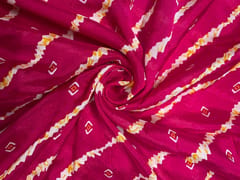 Magenta & White Stripes Chinon Chiffon Fabric