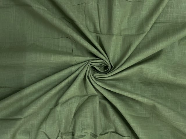 Sage Green Plain Dyed Cotton Slub Fabric
