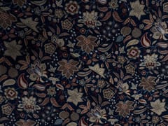 Navy Blue & Red Floral Cotton Slub Fabric