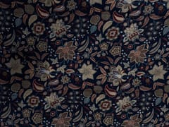 Navy Blue & Red Floral Cotton Slub Fabric