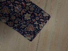 Navy Blue & Red Floral Cotton Slub Fabric
