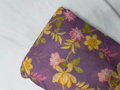 Lilac Floral Linen Organza Fabric