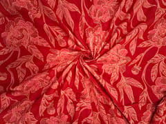 Red Floral Cotton Cambric Fabric