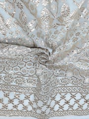 Off- White Dyeable Georgette Fabric With Gota Patti Work