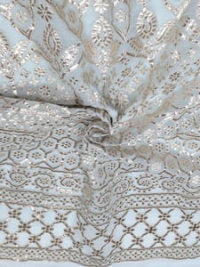 Off- White Dyeable Georgette Fabric With Gota Patti Work