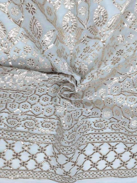 Off- White Dyeable Georgette Fabric With Gota Patti Work
