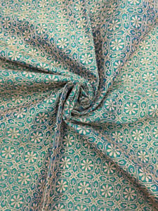Dual tone Peacock Blue Fabric With Zari Work