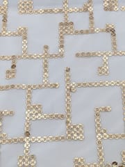 White Dyeable Net Fabric With Sequins Work