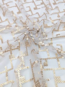 White Dyeable Net Fabric With Sequins Work