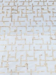 White Dyeable Net Fabric With Sequins Work
