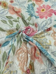 Multi Colour Floral Printed Jute Cotton Fabric