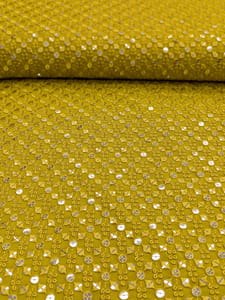Yellow Georgette Fabric With Embroidery and Sequins Work