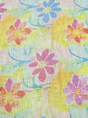 Multi Colour Floral Printed Jute Cotton Fabric