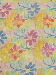 Multi Colour Floral Printed Jute Cotton Fabric