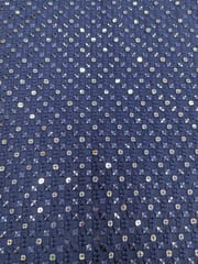Navy Blue Georgette Fabric With Embroidery and Sequins Work