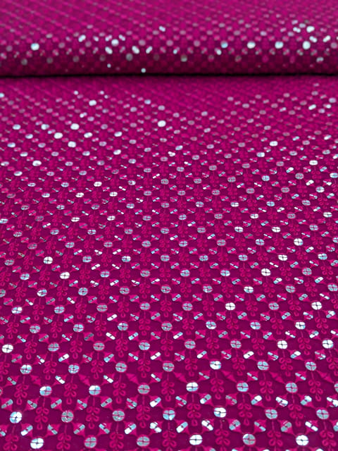 Rani Pink Georgette Fabric With Embroidery and Sequins Work