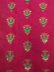 Rani Pink Poly Silk Fabric With Embroidery & Zari Work
