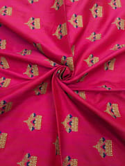 Rani Pink Poly Silk Fabric With Embroidery & Zari Work