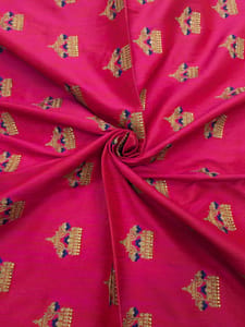 Rani Pink Poly Silk Fabric With Embroidery & Zari Work