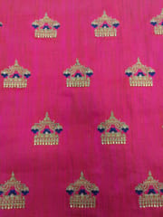 Rani Pink Poly Silk Fabric With Embroidery & Zari Work