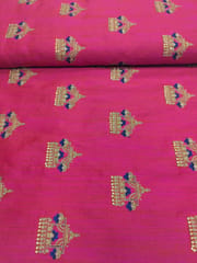 Rani Pink Poly Silk Fabric With Embroidery & Zari Work