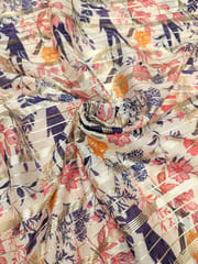 Off-White Multi Colour Digital Printed Fabric