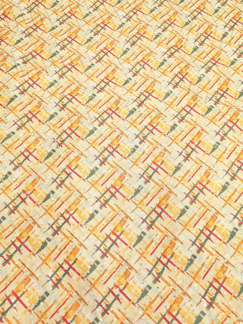 Yellow Multi Colour Digital Printed Fabric