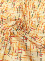 Yellow Multi Colour Digital Printed Fabric