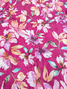 Rani Pink Colour Digital Printed Fabric