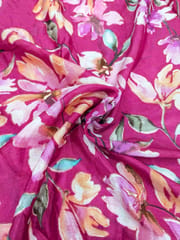 Rani Pink Colour Digital Printed Fabric