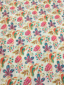 Off-White Multi Colour Digital Printed Fabric
