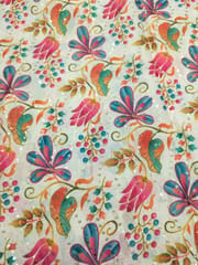 Off-White Multi Colour Digital Printed Fabric