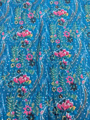 Teal Blue Colour Digital Printed Fabric