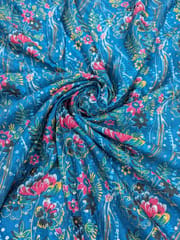 Teal Blue Colour Digital Printed Fabric