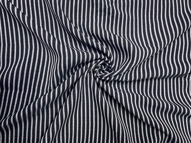 Black & White Stripes Linen Fabric