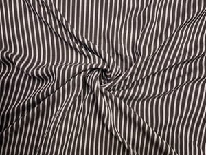 Dark Brown & White Stripes Linen Fabric