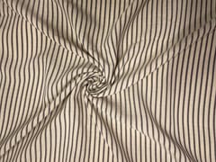 Light Beige & Black Stripes Linen Fabric