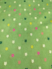Green Viscose Fabric With Jacquard Butti